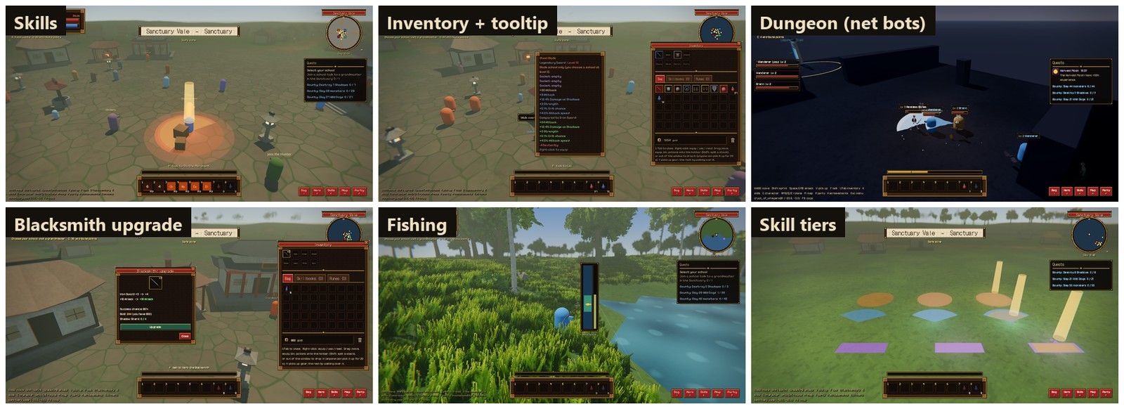Screenshots from the early scenario scripts and the network bots