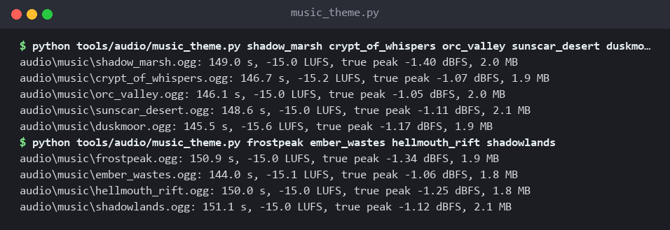 Render reports: length, loudness, true peak and file size per track