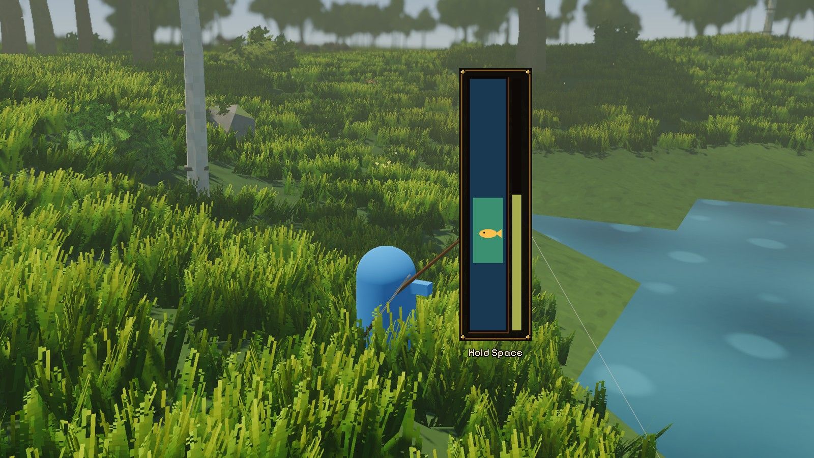 The reeling meter: keep the fish inside the green bar until the catch meter fills