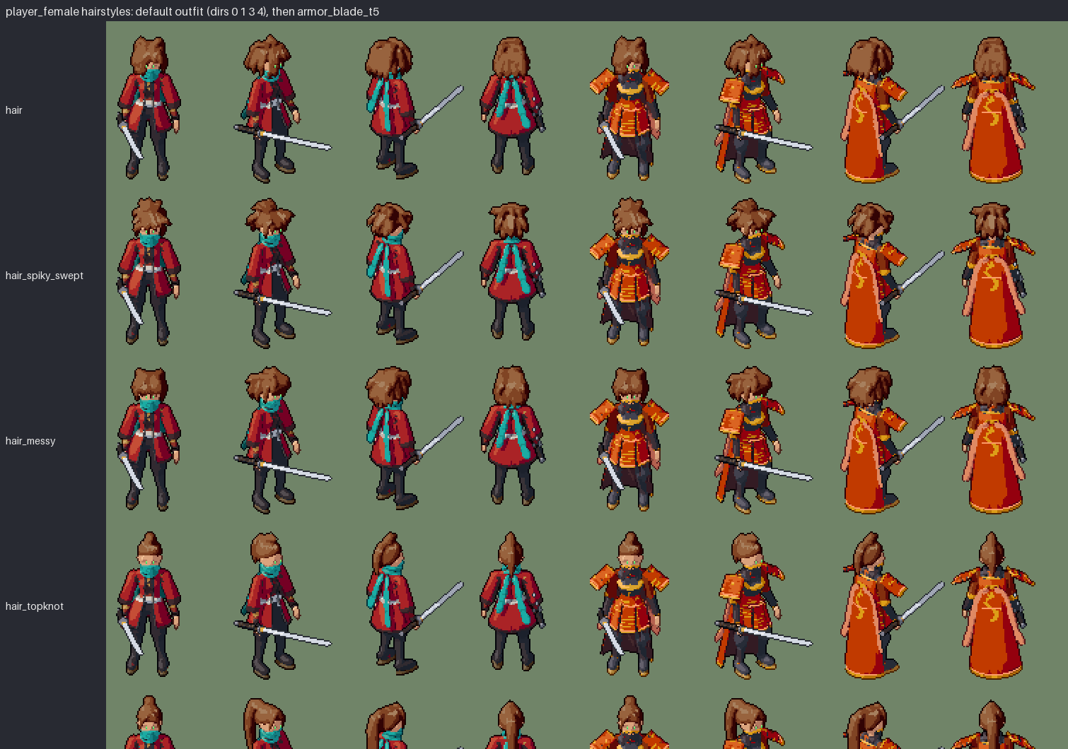 Every hairstyle over every armor: back hair under the armor, front hair over it