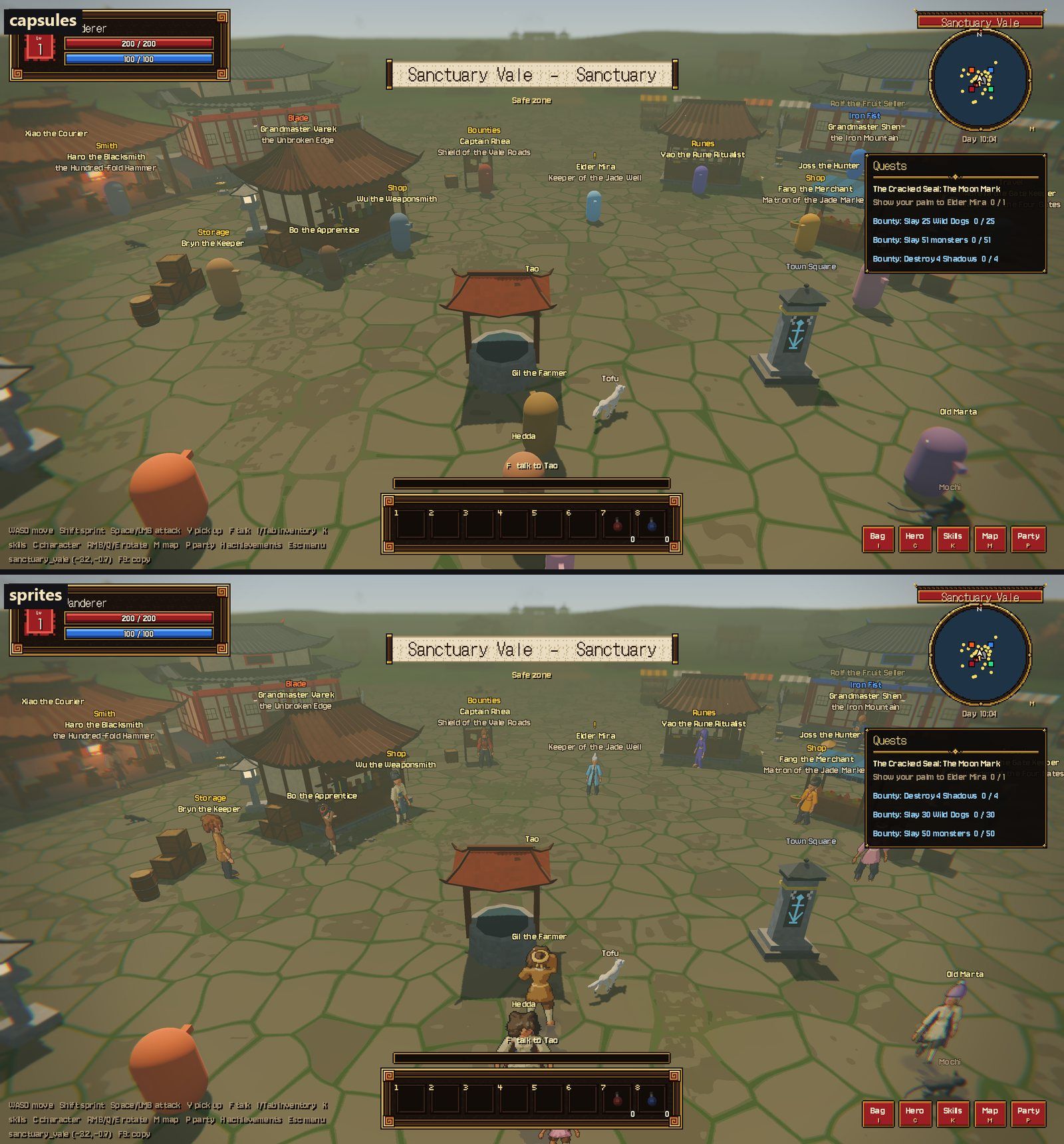 The Vale square with capsule NPCs, and with the same people as sprites